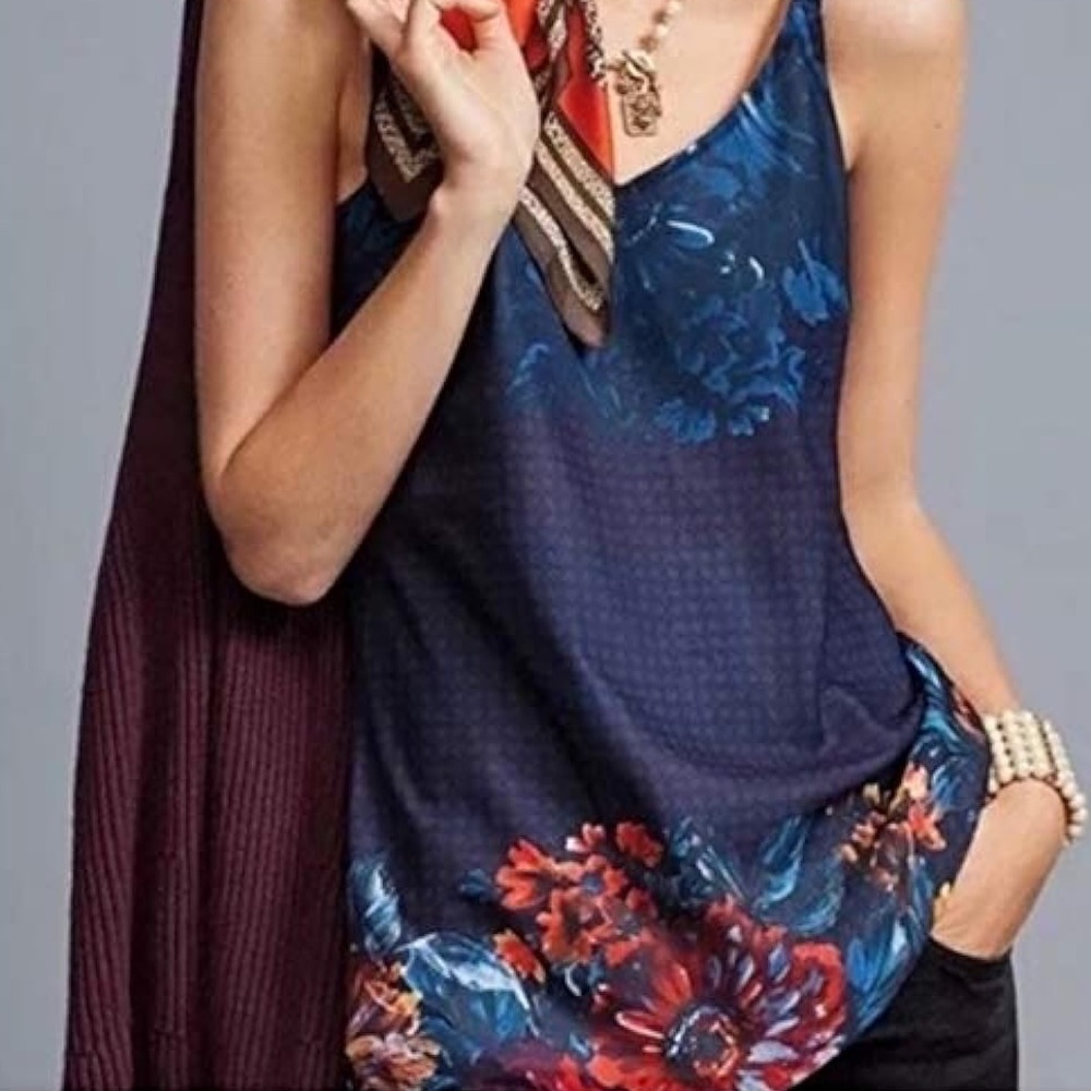 Cabi Artist Cami Painterly Floral Tank NWT